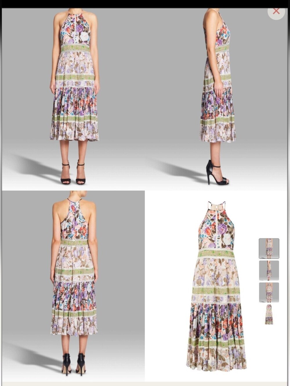 Rebecca Taylor Print Mix Midi Dress in Print Mix Combo Size 4 - Picture 3 of 11
